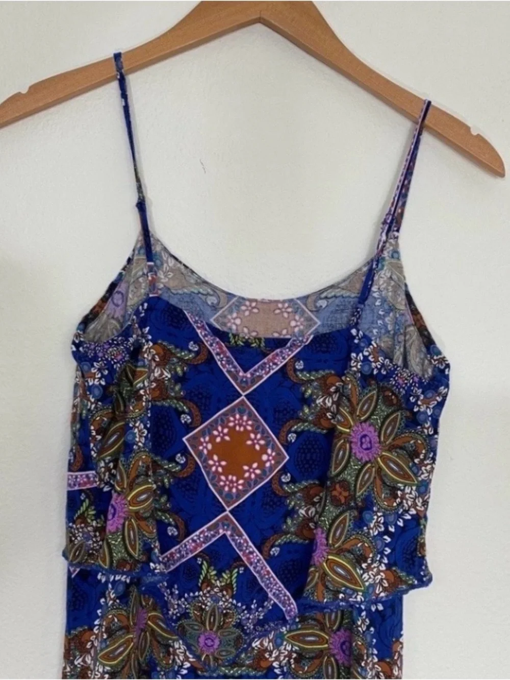 3/$25 Xhilaration Junior Blue Paisley Maxi Dress Size Small Boho Hippie Vacation - Picture 5 of 14